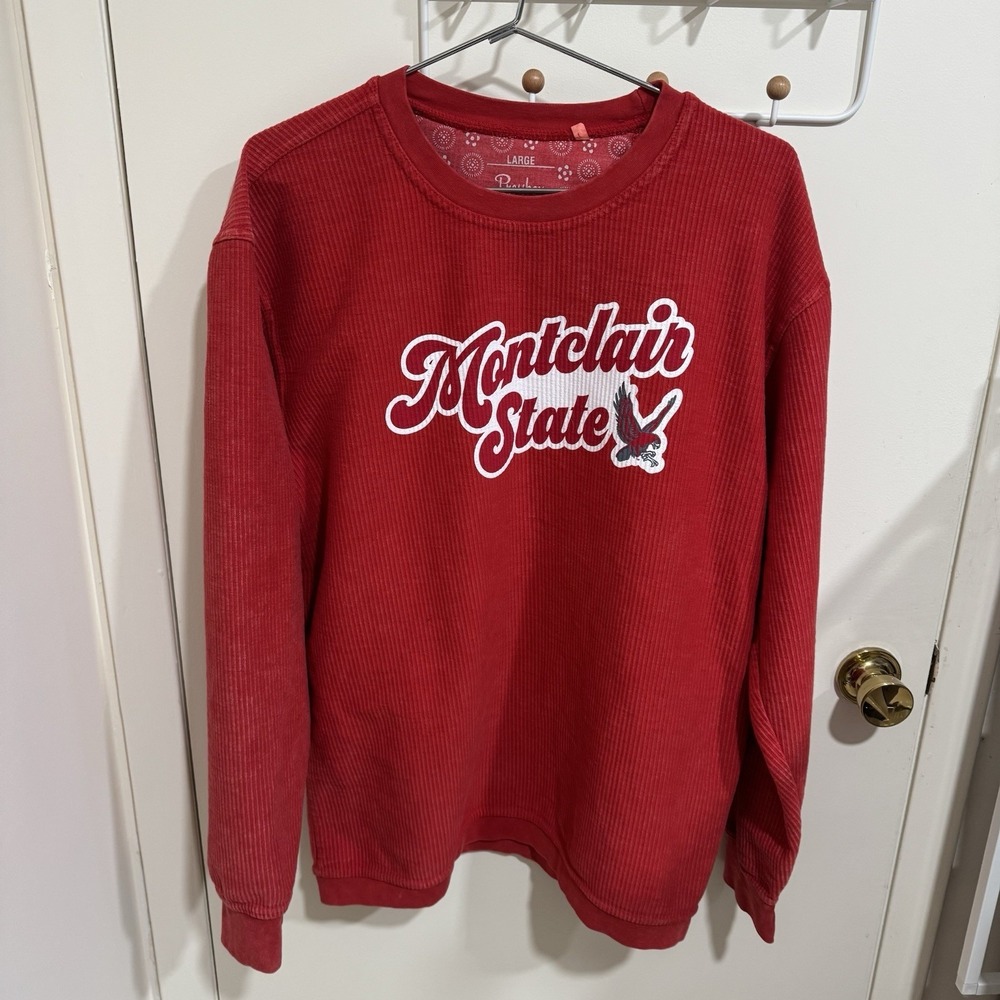 Montclair State Pressbox By Royce Apparel Mens Size Large Red Sweater Sweatshirt